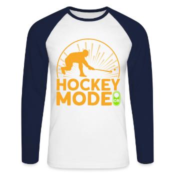 Hockey Mode to Field Hockey Gift - Unisex Long Sleeve Baseball T-Shirt - white/navy - Front - Nik (191cm)