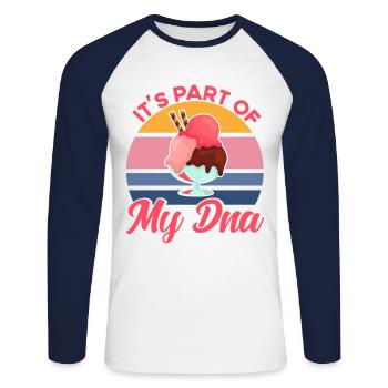 Cela fait partie de mon cadeau de crème glacée ADN - T-shirt baseball manches longues Homme - blanc/marine - Devant - Nik (191cm)