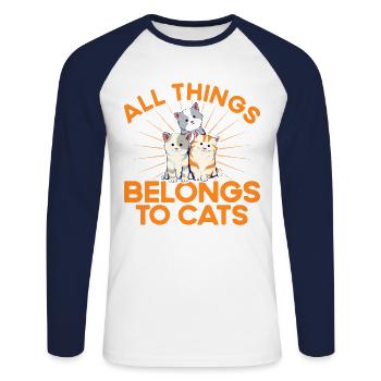 Katzenmama Katzeneltern Katzen Liebhaber Geschenk - Unisex Baseballshirt langarm - Weiß/Navy - Vorne - Nik (191cm)