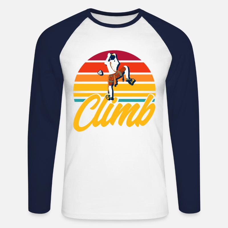 Klettern Felsklettern Geschenk - Unisex Baseballshirt langarm - Weiß/Navy