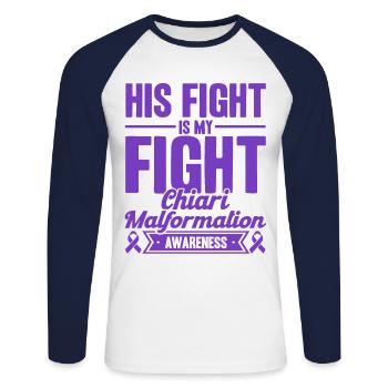 Chiari Malformation Awareness Chiari Malformatio - T-shirt baseball manches longues Homme - blanc/marine - Devant - Nik (191cm)