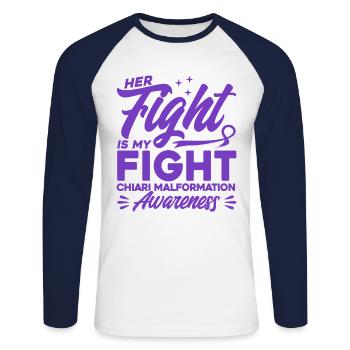 Chiari Malformati, survivant d’une malformation - T-shirt baseball manches longues Homme - blanc/marine - Devant - Nik (191cm)