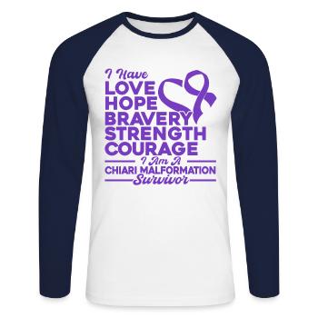 Chiari Malformation Awareness Chiari Malformatio - T-shirt baseball manches longues Homme - blanc/marine - Devant - Nik (191cm)