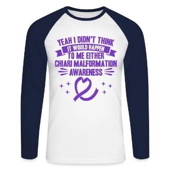 Chiari Malformation Fighter Chiari Malformation Be - T-shirt baseball manches longues Homme - blanc/marine - Devant - Nik (191cm)