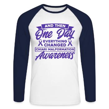 Chiari Malformation Support Chiari Painting Format - T-shirt baseball manches longues Homme - blanc/marine - Devant - Nik (191cm)