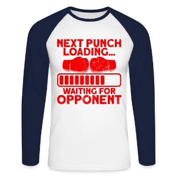 Next blow loads boxing gift - Unisex Long Sleeve Baseball T-Shirt - white/navy - Front - Nik (191cm)