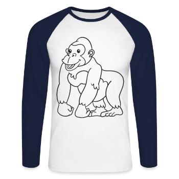 Gorilla, Affe, Geschenk, Geschenkidee - Unisex Baseballshirt langarm - Weiß/Navy - Vorne - Nik (191cm)