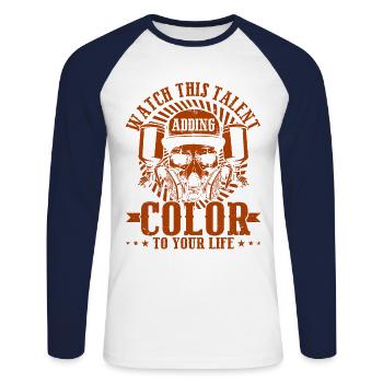 Apporter de la couleur à votre cadeau de peinture de voiture Life - T-shirt baseball manches longues Homme - blanc/marine - Devant - Nik (191cm)