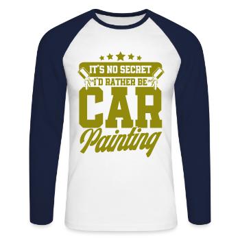 Je préfère peindre des voitures peinture de voiture Ge - T-shirt baseball manches longues Homme - blanc/marine - Devant - Nik (191cm)