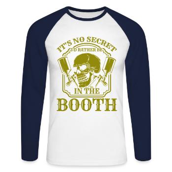 Ich würde lieber in der Kabine sein Autolackierung - Unisex Baseballshirt langarm - Weiß/Navy - Vorne - Nik (191cm)