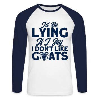 Ich würde lügen, wenn ich sage, ich mag keine Zieg - Unisex Baseballshirt langarm - Weiß/Navy - Vorne - Nik (191cm)