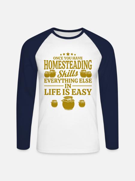 Skills of a self-sufficient canning - Unisex Long Sleeve Baseball T-Shirt - white/navy