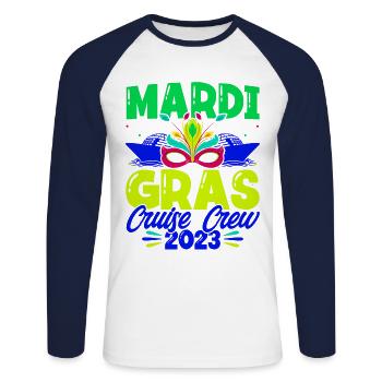Mardi Gras Kreuzfahrt Crew 2023 Mardi Gras Geschen - Unisex Baseballshirt langarm - Weiß/Navy - Vorne - Nik (191cm)