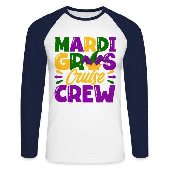 Mardi Gras Cruise Crew Mardi Gras Cadeau - T-shirt baseball manches longues Homme - blanc/marine - Devant - Nik (191cm)