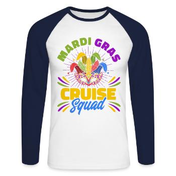 Mardi Gras Cruise Squad Mardi Gras Cadeau - T-shirt baseball manches longues Homme - blanc/marine - Devant - Nik (191cm)
