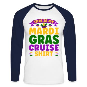 Dies ist mein Mardi Gras Cruise Shirt Mardi Gras G - Unisex Baseballshirt langarm - Weiß/Navy - Vorne - Nik (191cm)