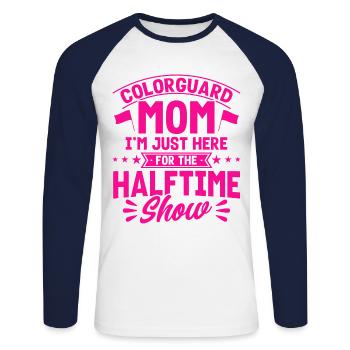 Colorguard Mom hier für die Halbzeitshow Fahnenwac - Unisex Baseballshirt langarm - Weiß/Navy - Vorne - Nik (191cm)