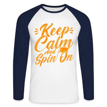 Restez calme et continuez à tourner Garde de drapeau Geschen - T-shirt baseball manches longues Homme - blanc/marine - Devant - Nik (191cm)
