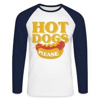 Hot Dogs Please Hot Dog Gift - Unisex Long Sleeve Baseball T-Shirt - white/navy - Front - Nik (191cm)