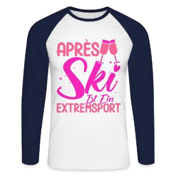 Apres Ski Après Ski Ist Ein Extremsport Geschenk - Unisex Baseballshirt langarm - Weiß/Navy - Vorne - Nik (191cm)