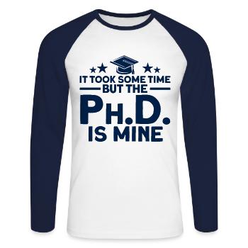 Es hat etwas gedauert Doktor Geschenk - Unisex Baseballshirt langarm - Weiß/Navy - Vorne - Nik (191cm)