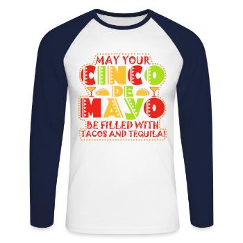 Viva Mexico Cinco De Mayo Party 5 De Mayo Geschenk - Unisex Baseballshirt langarm - Weiß/Navy - Vorne - Nik (191cm)