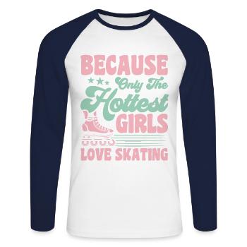 Rollerskates Die schärfsten Mädchen lieben Skaten - Unisex Baseballshirt langarm - Weiß/Navy - Vorne - Nik (191cm)