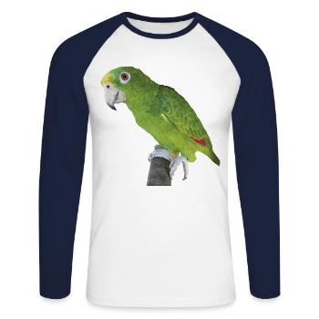 Der Amazonas-Königspapagei - Unisex Baseballshirt langarm - Weiß/Navy - Vorne - Nik (191cm)
