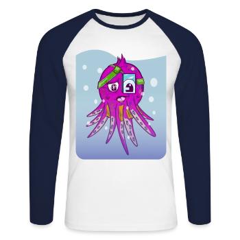 Cute pink octopus - Unisex Long Sleeve Baseball T-Shirt - white/navy - Front - Nik (191cm)