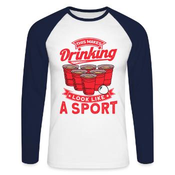 Beer Pong Champion Vous permet de boire comme un sport a - T-shirt baseball manches longues Homme - blanc/marine - Devant - Nik (191cm)