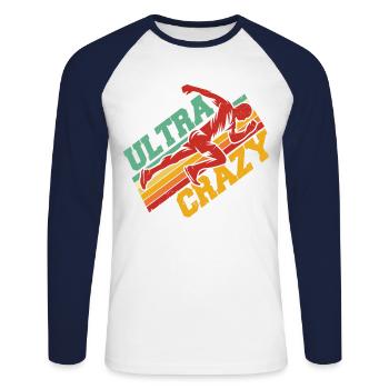 Ultramarathon Ultramarathon Coureur Marathon G - T-shirt baseball manches longues Homme - blanc/marine - Devant - Nik (191cm)