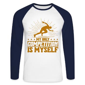 Trail Running Ultramarathon Ultramarathon Runner Ges - T-shirt baseball manches longues Homme - blanc/marine - Devant - Nik (191cm)