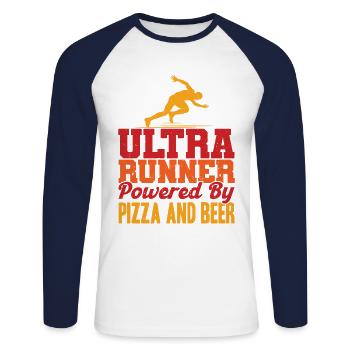 Trail Running Ultrarunning Ultramarathon Gift - Unisex Long Sleeve Baseball T-Shirt - white/navy - Front - Nik (191cm)