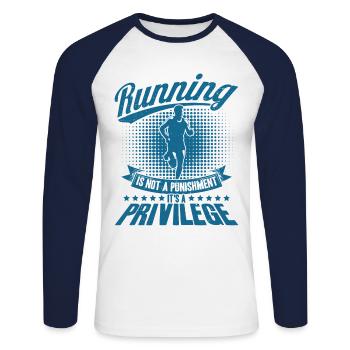 Ultralauf Trailrunning Marathonläufer Geschenk - Unisex Baseballshirt langarm - Weiß/Navy - Vorne - Nik (191cm)
