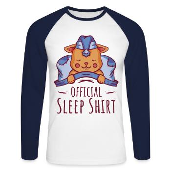 Chemise de sommeil officielle pour chat pour les fans de chats - T-shirt baseball manches longues Homme - blanc/marine - Devant - Nik (191cm)