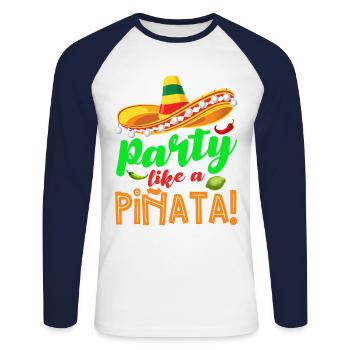 5 De Mayo Viva Mexico Cinco De Mayo Geschenk - Unisex Baseballshirt langarm - Weiß/Navy - Vorne - Nik (191cm)