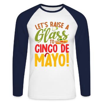 Cinco De Mayo Party Viva Mexico Cinco De Mayo Lehr - Unisex Long Sleeve Baseball T-Shirt - white/navy - Front - Nik (191cm)