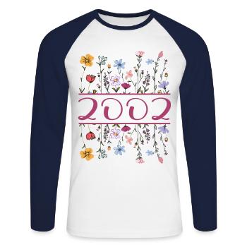 2002 Legendär Seit 2002 Geburtstag 2002 Frauen - Unisex Baseballshirt langarm - Weiß/Navy - Vorne - Nik (191cm)