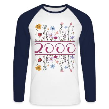 2000 Légendaire depuis 2000 Anniversaire 2000 Femmes - T-shirt baseball manches longues Homme - blanc/marine - Devant - Nik (191cm)