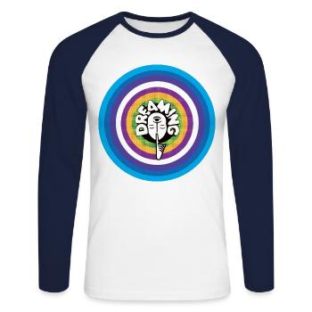 dreaming dreamer rings colorful retro sleepwalking - Unisex Long Sleeve Baseball T-Shirt - white/navy - Front - Nik (191cm)