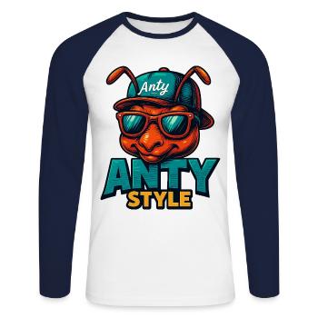 Anty Style - T-shirt baseball manches longues Homme - blanc/marine - Devant - Nik (191cm)