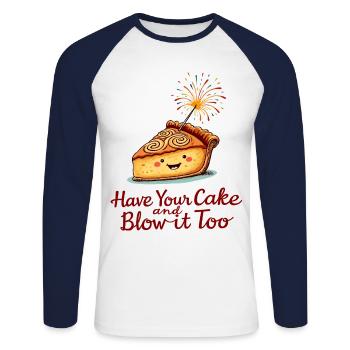 Süßer Apfelkuchen - Unisex Baseballshirt langarm - Weiß/Navy - Vorne - Nik (191cm)