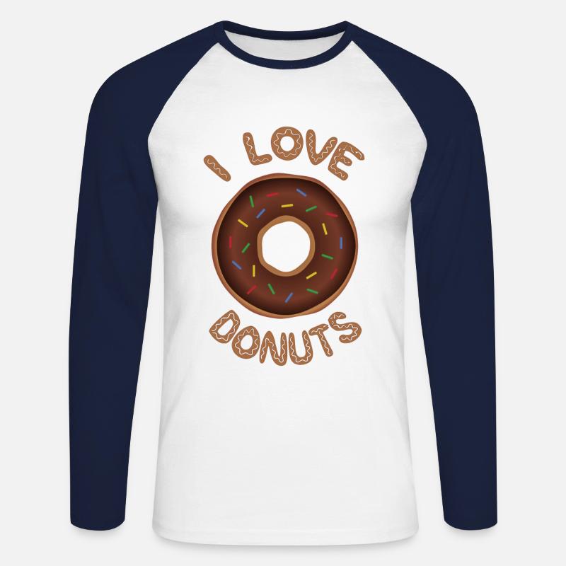 Donut choc - Unisex Baseballshirt langarm - Weiß/Navy