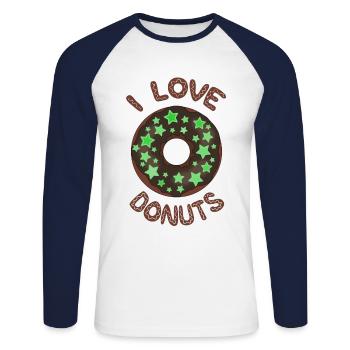 Donut stars - Unisex Long Sleeve Baseball T-Shirt - white/navy - Front - Nik (191cm)