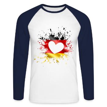i love germany - Unisex Long Sleeve Baseball T-Shirt - white/navy - Front - Nik (191cm)