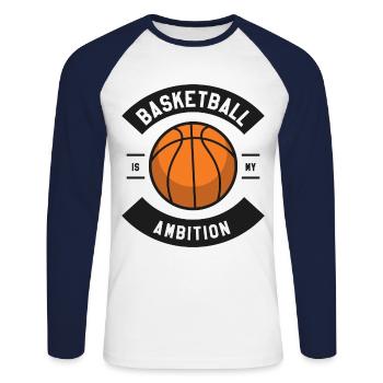 Basketball Ambition Basketballer Geschenkidee - Unisex Baseballshirt langarm - Weiß/Navy - Vorne - Nik (191cm)