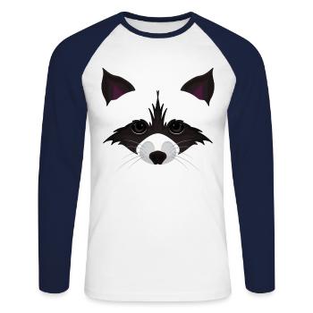 Süßes Waschbär Gesicht - Unisex Baseballshirt langarm - Weiß/Navy - Vorne - Nik (191cm)
