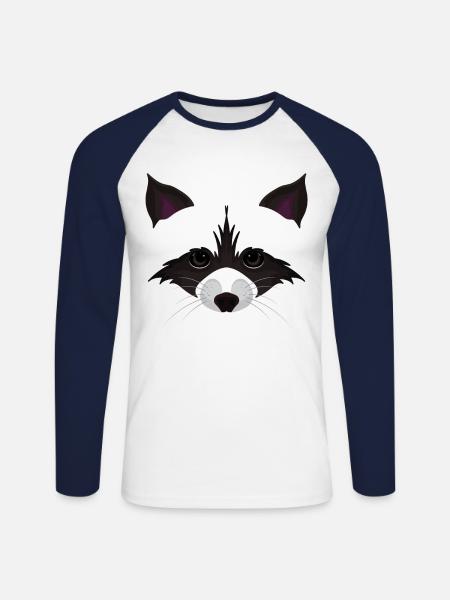 Süßes Waschbär Gesicht - Unisex Baseballshirt langarm - Weiß/Navy