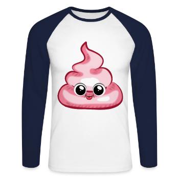 Pink pile shit shit crap stinker gift - Unisex Long Sleeve Baseball T-Shirt - white/navy - Front - Nik (191cm)