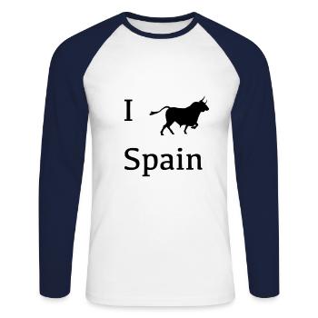 ich liebe Spanien - Unisex Baseballshirt langarm - Weiß/Navy - Vorne - Nik (191cm)